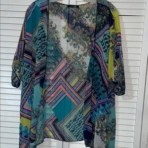 Papermoon Teal Multi Paisley Sheer Kimono